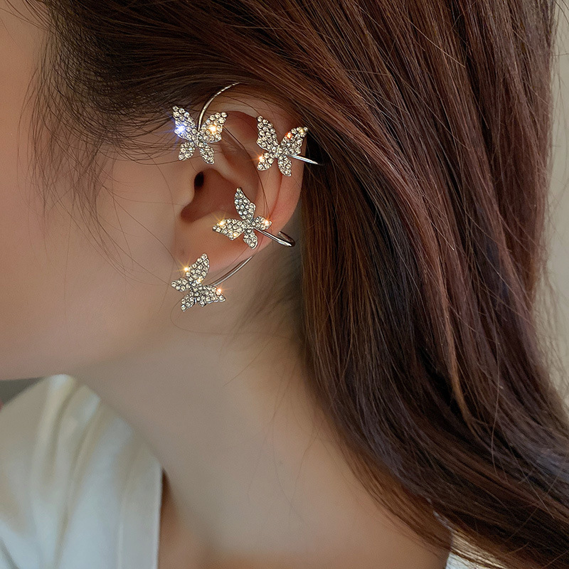 Artificial Gemstones Inlay Material Fashion Butterfly Diamond Alloy Artificial Gemstones Earrings