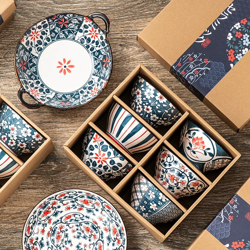 Japanese ceramic tableware, blue and white set, Birthday gift