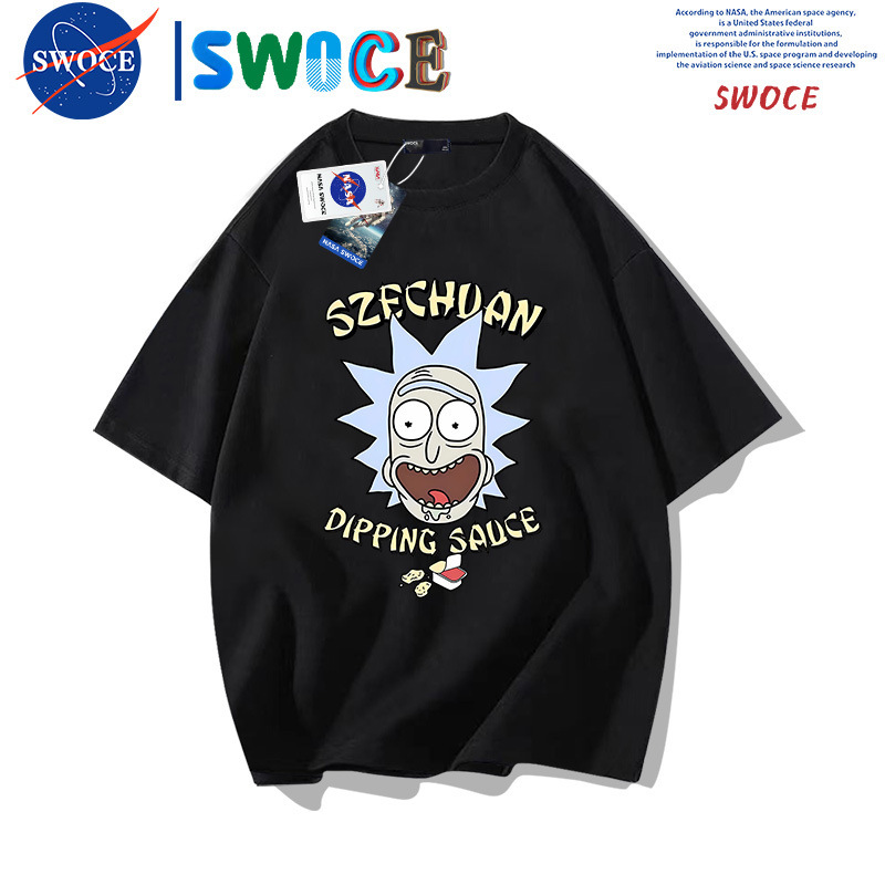 Rick and Morty Anime Pure Cotton Short-sleeved T-shirt for Men and Women Summer Teenagers Fashion Brand Loose Shoulder Half-sleeved Top Rick and Morty Anime Pure Cotton Short-sleeved T-shirt for Men and Women Summer Teenagers Fashion Brand Loose Shoulder Half-sleeved Top