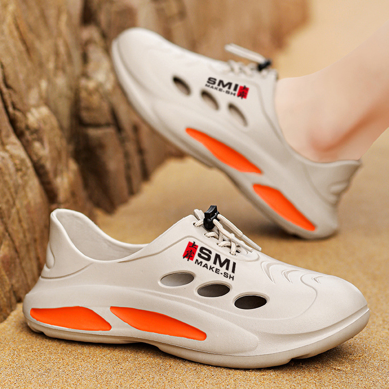 Sandalias y pantuflas, zapatos con agujeros de verano, zapatos de playa de Baotou con suela suave antideslizante para hombres, sandalias de moda para hombres, zapatos de vadeo para exteriores