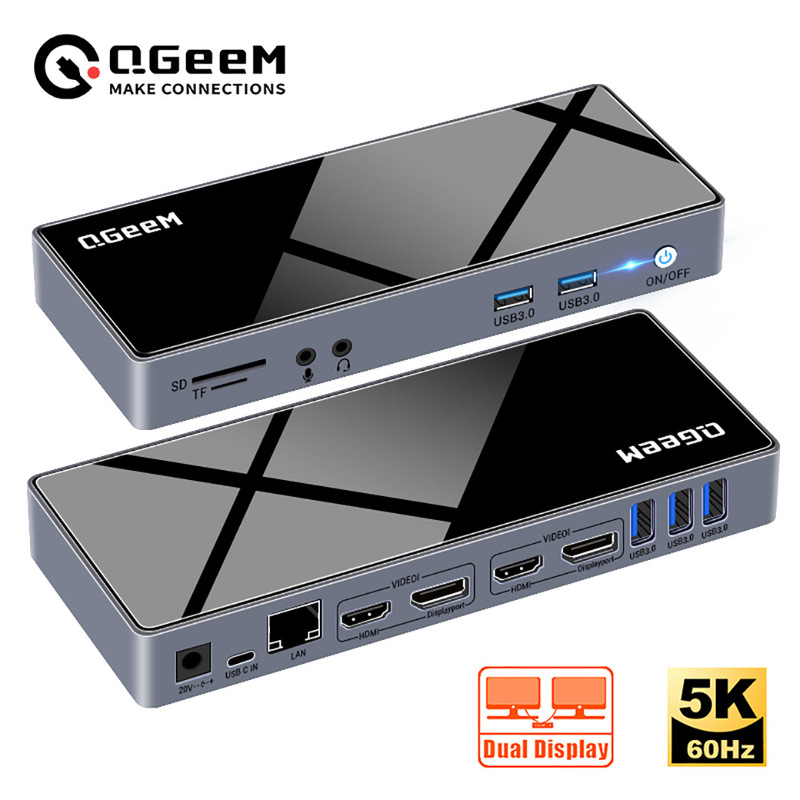 15-in-1 docking station multi-function USB3.0 Hub HDMI/DP dual display 4K60Hz network port headset microphone