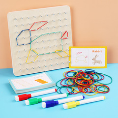 Wooden Large Geometric Shape Nailing Board with Tracing Lines, Children's Early Education and Brain Teaser, Versatile Shapes, Montessori Teaching Tools