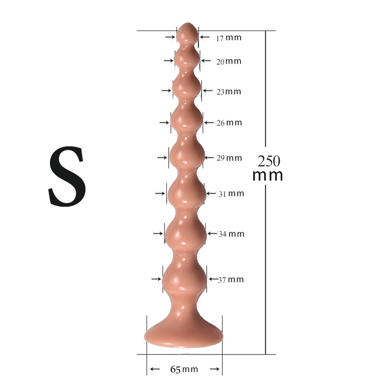 Anal Beads Plug, long 35.5 cm with strong suction base, multi-size (S/L)