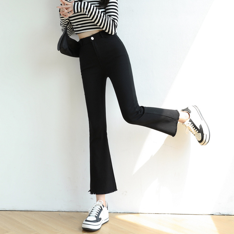 Women's Summer and Autumn Korean-style High Waist Stretch All-match Small Black Pants Tight-fit Slimming Ankle-length Casual Pants