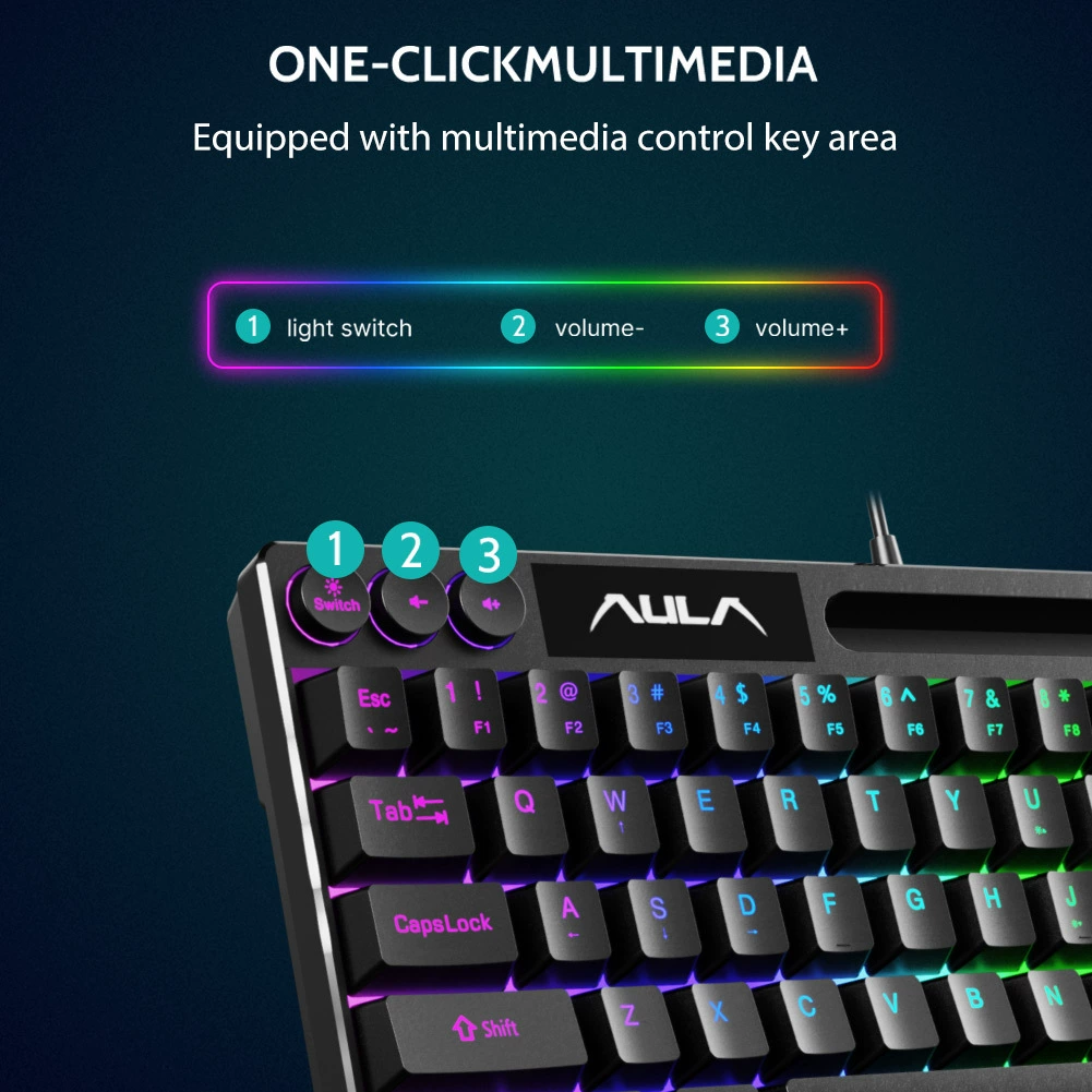 Проводная игровая клавиатура (AULA) F3061, 61 клавиша, мембранная, RGB, компактная 60%