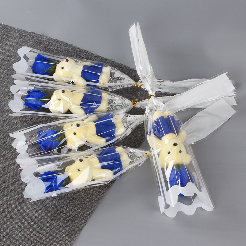 Fabricantes transfronterizos Regalos del día de la madre Flor de jabón de oso único Ramo de rosas de flores artificiales Actividades Empujar pequeños regalos