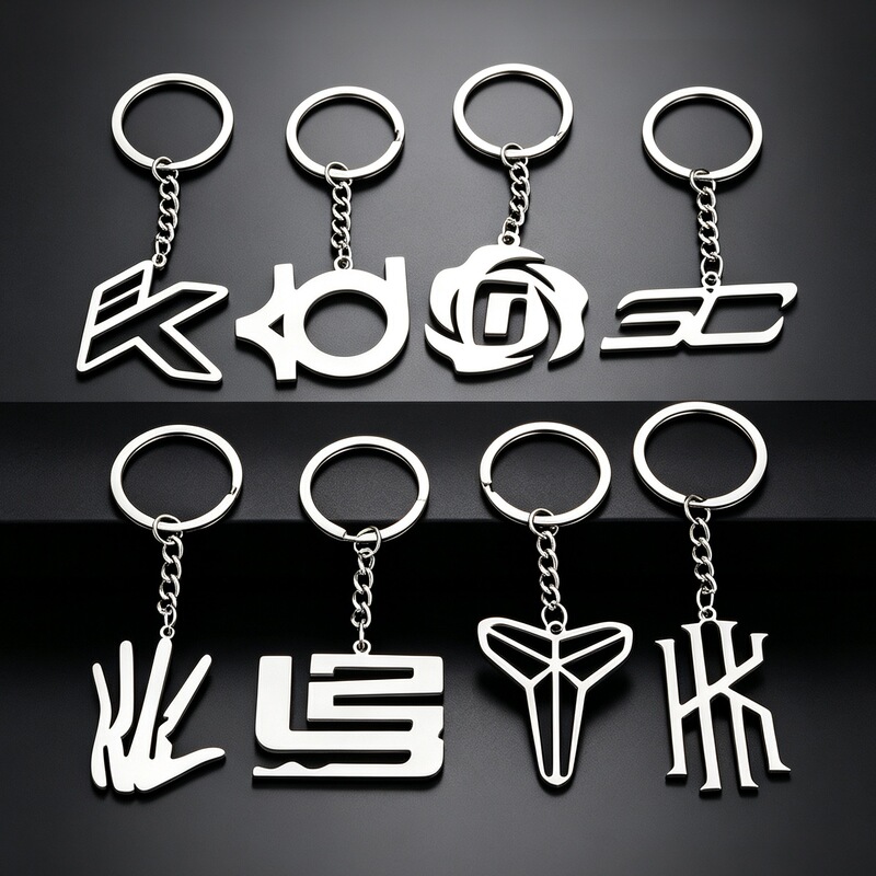 Basketball Star Kobe Curry James Logo Keychain Pendant Boys' Backpack Decoration Stainless Steel Small Gift