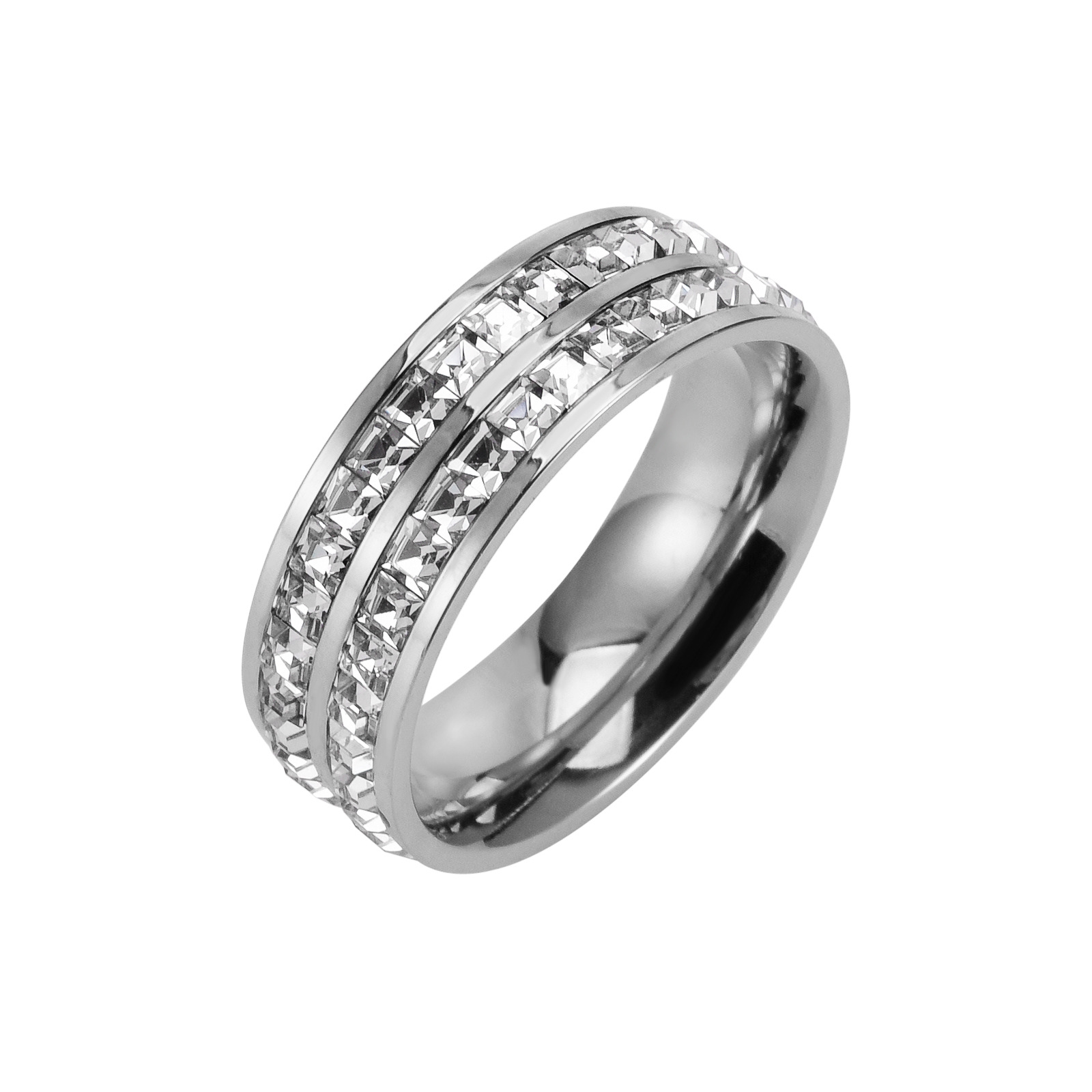 Fashion Circle Stainless Steel Polishing Plating Inlay Zircon Gold Plated Rings display picture 2