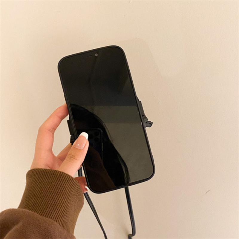 Apple 16promax Crossbody Phone Case for iPhone15 Bear Card Bag 13 Solid Color 14 Light Luxury Women