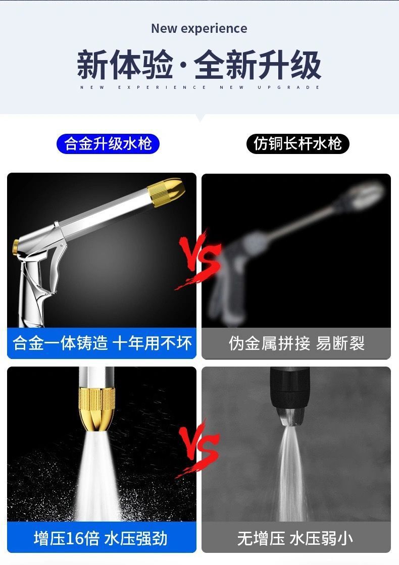 Household High-Pressure Car Wash Hose and Water Gun Set, Garden Tools, Flower Watering Nozzle, for Connecting to Tap Water