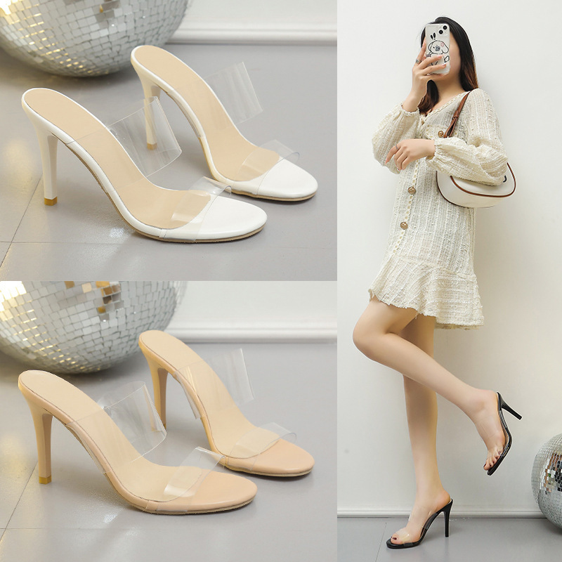 One-Strap Transparent High-Heeled Sandals for Women 2025 New Large Size Summer Nude Color Stiletto Fairy Style Nude Color Sandals