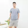 Men's blue gray half -sleeve