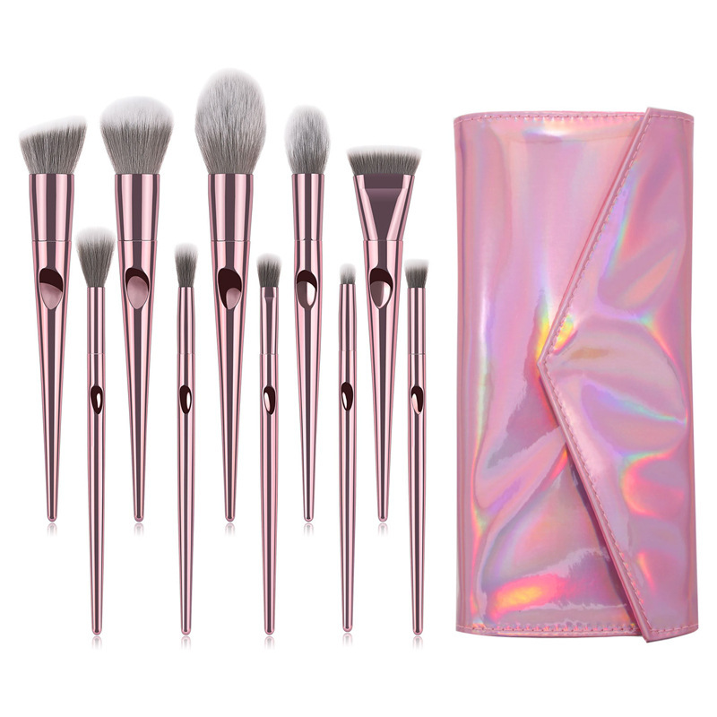 Herramientas de maquillaje, juego de brochas de maquillaje de 10 piezas, juego completo de brochas para sombra de ojos, brochas para colorete, brochas para polvos sueltos, herramientas de belleza para principiantes