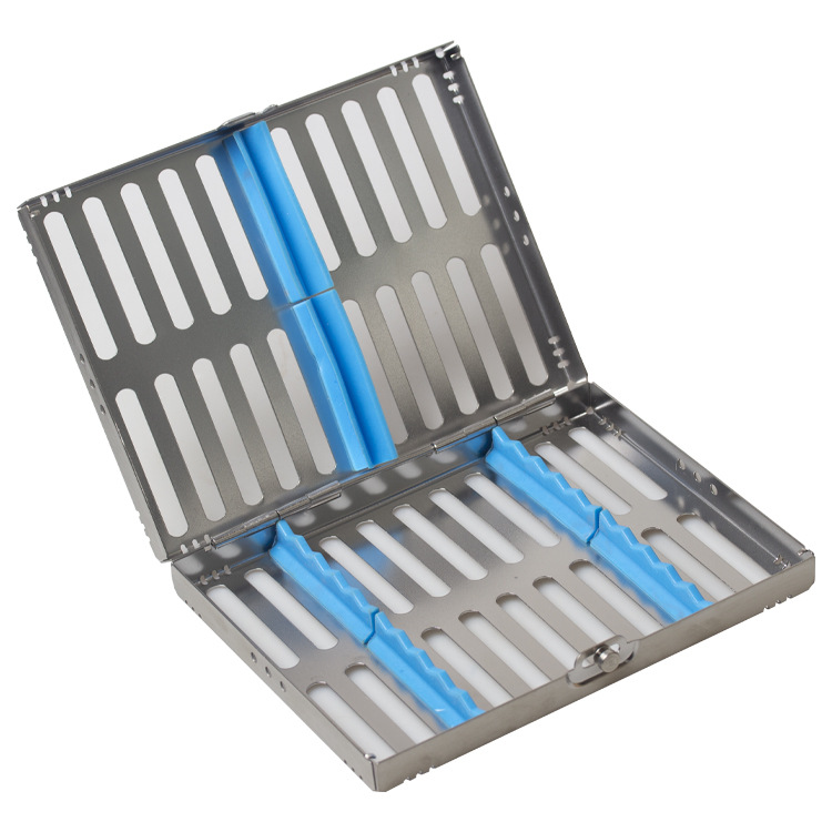 Caja de herramientas de metal Diez cajas de desinfección dentales Caja de almacenamiento de acero inoxidable oral 10 piezas Gestión de herramientas de metal