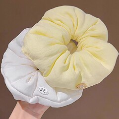 新款秋冬奶油泡芙黄色大肠发圈女高级感扎头发头绳韩系慵懒风发饰