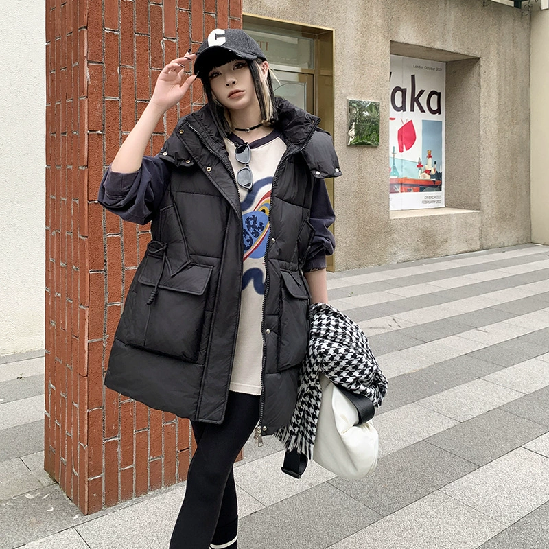 Demi-season fashionable vest with hood with down, jacket, Korean style