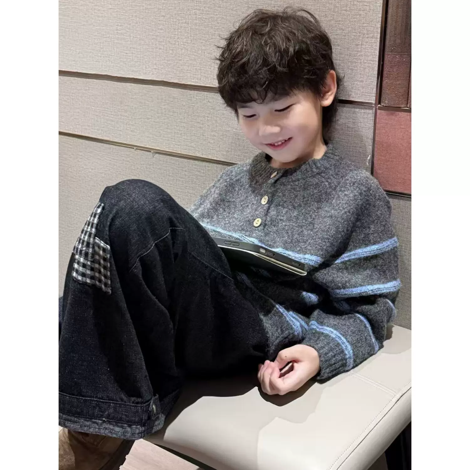 童装帅气男童毛衣2025春秋冬季新款中大儿童针织衫条纹上衣打底衫