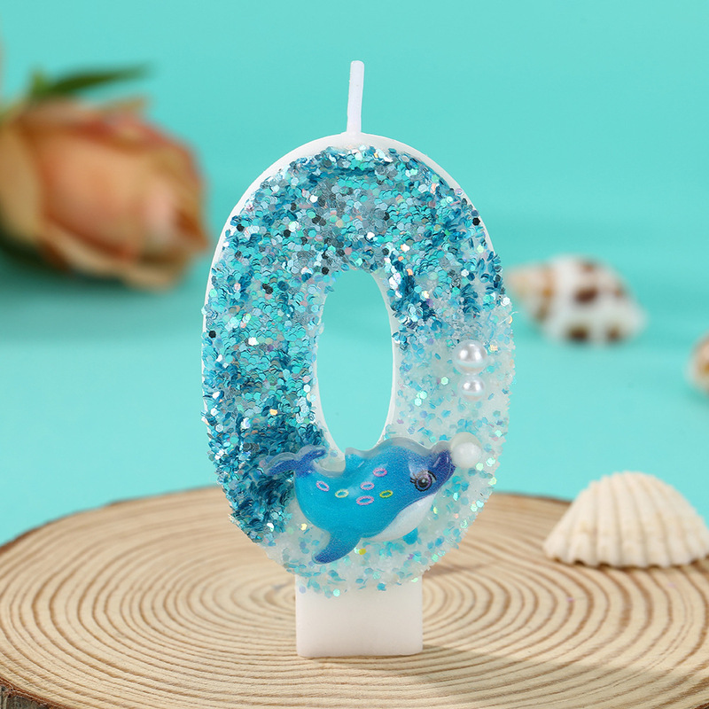 海豚戏珠海洋系列数字蜡烛 手工DIY创意生日蛋糕氛围装饰蜡烛批发|undefined
