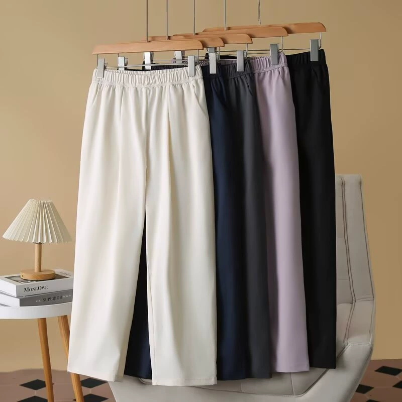 Толстые женские брюки большого размера 2025 летний новый толстый MM модный тонкий с высокой талией, покрывающий мясо брюки халан повседневные брюки 014
