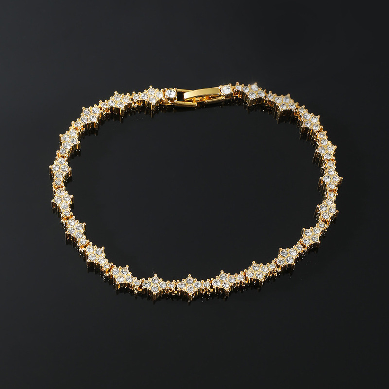 European and American cross-border hip hop full diamond tennis bracelet bracelet men's fashion brand single row chain personalized bracelet accessories