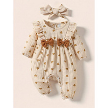 H 47623 Baby floral romper headband set Ӥ���黨���·�����