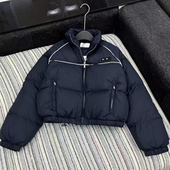 南油女装M家25秋冬季新款法式高级感立领贴布加厚羽绒服外套女