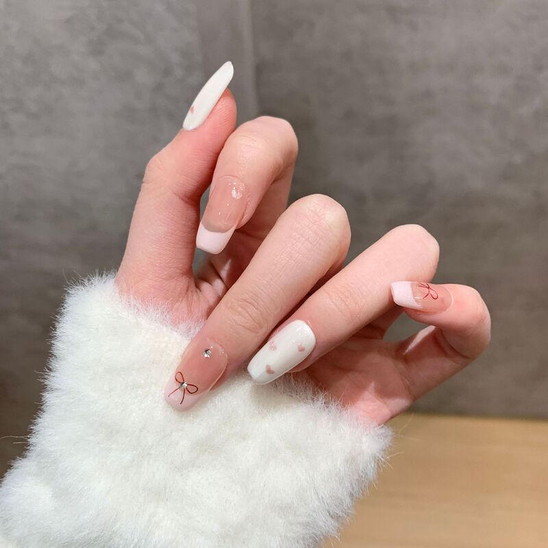 Black and white bow nail stickers simple lines butterfly bow tie stereo relief with adhesive nail patch wholesale