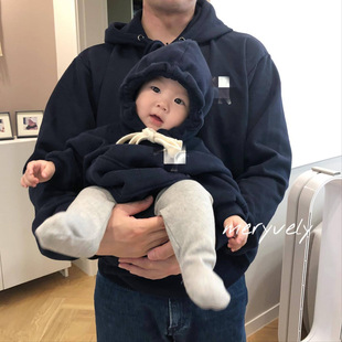 ins Spring and Autumn Korean Children's Wear Solid Color Letter Hooded Clothes Western Style Parin-Child Wear Baby Climbing Clothes Baby Fashion