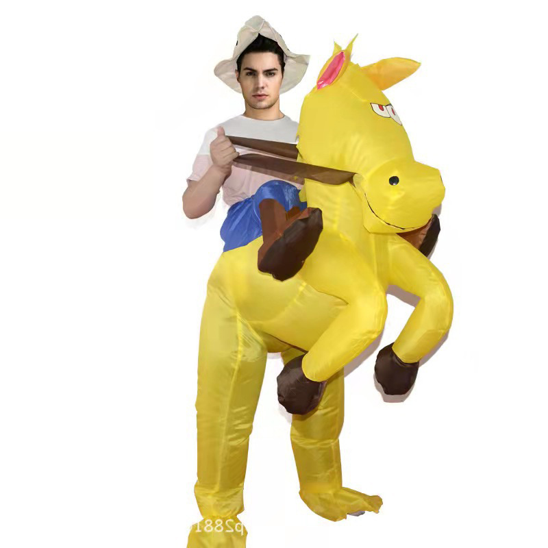 Traje de caballo inflable de Halloween de Amazon Traje de actuación de muñeca divertida para caminar Traje inflable de conducción divertida transfronteriza