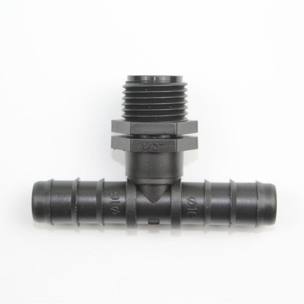 Conector en T con Rosca Macho 16 mm 4 Puntos Polipropileno