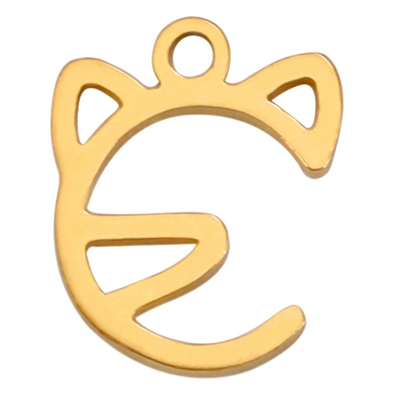Hot Selling cute simple stroke cartoon Hollow Animal series half face kitten 304 material stainless steel pendant