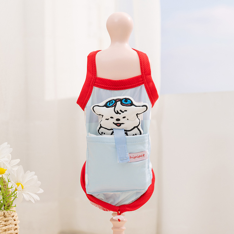 Nuevos dibujos animados transfronterizos frescos cinturones ropa de mascotas chaleco delgado Teddy Bear primavera y verano ropa de perro