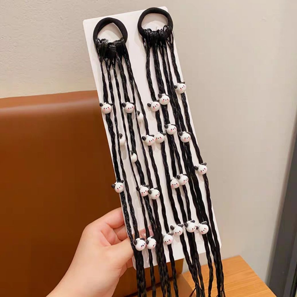 Princesa de nieve para niños peluca trenzada anillo de cabello de cola de caballo alta trenzada cabello de boxeo dulce y fresco trenzado