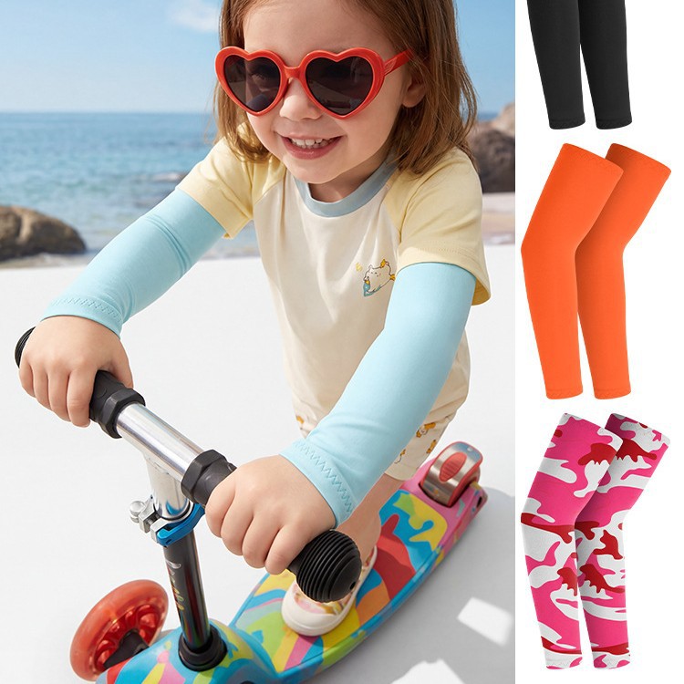 Summer lightweight children's sun protection sleeves for outdoor sports, breathable and highly elastic children's ice sleeves, sun-blocking, quick-drying ice silk arm guards
