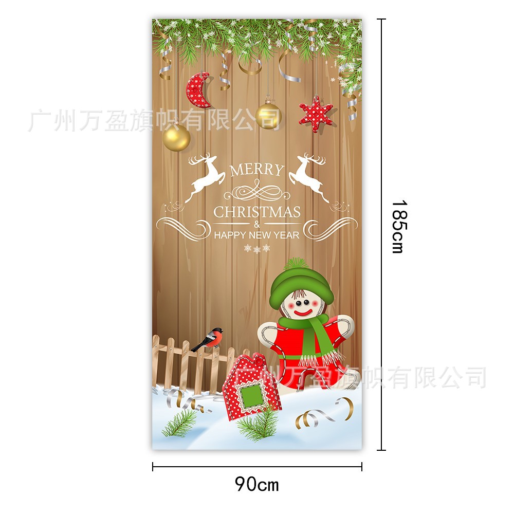 2025 nuevos productos de navidad cortina de bandera Santa Claus para ver la hoja de regalo decoración de tela colgante Bandera de bienvenida de Navidad