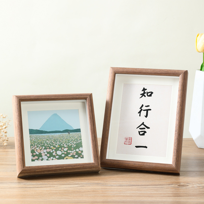 木質中空立體相框擺台56寸8寸照片DIY框架A4A3乾花書法字畫框定製