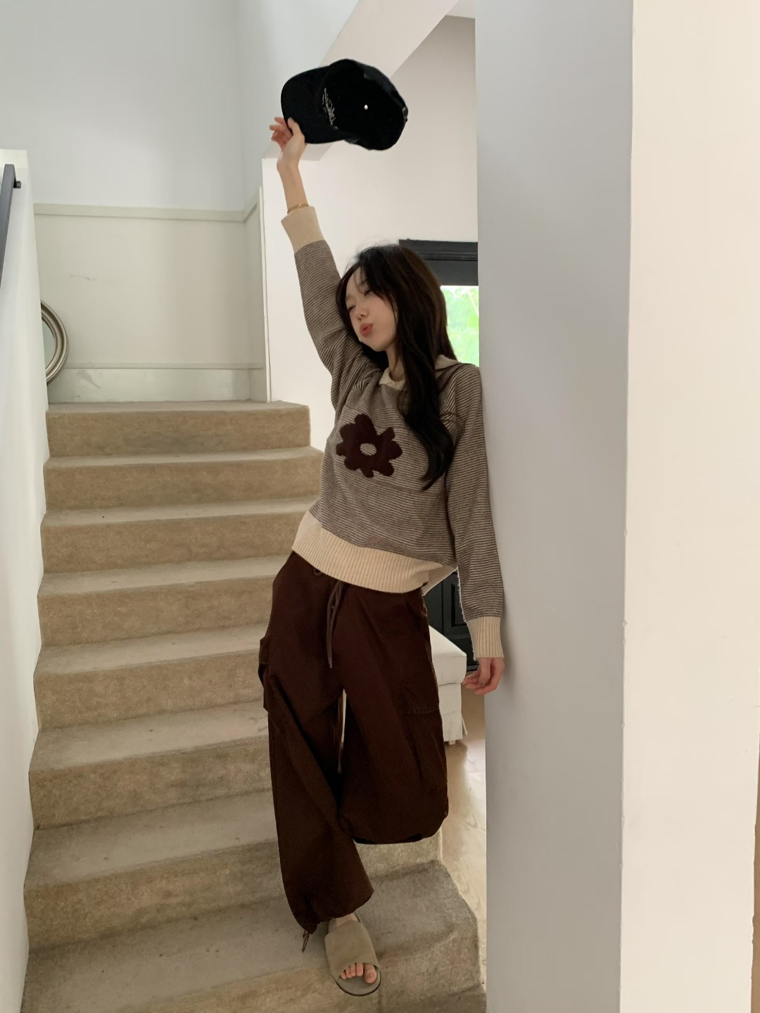 Coreano de cuello en v espalda caricatura gatos jacquard cardigan de punto mujeres 2025 otoño y invierno nuevo suéter suelto abrigo de moda image 4