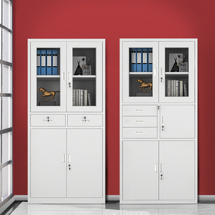 Office File Cabinet with Drawer Storage Cabinet Glass Door Steel File Cabinet Data Cabinet Iron Cabinet Customization