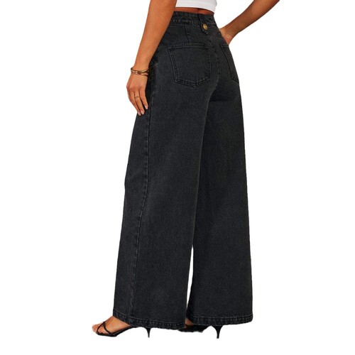 Cross-border European and American-style chic new buttonless sleeveless vest + wide-leg jeans denim suit—In-stock on Amazon