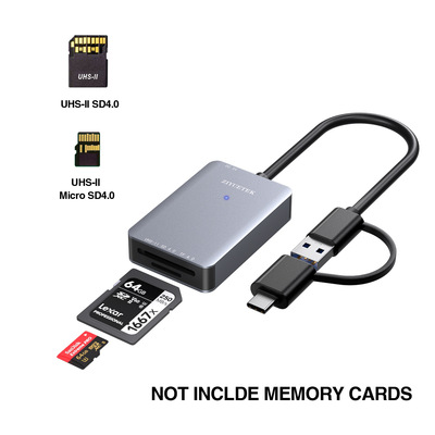UHS-II SD 4.0 card reader USB3.0 + TYPE Double head aluminium alloy Manufactor Boutique Customize