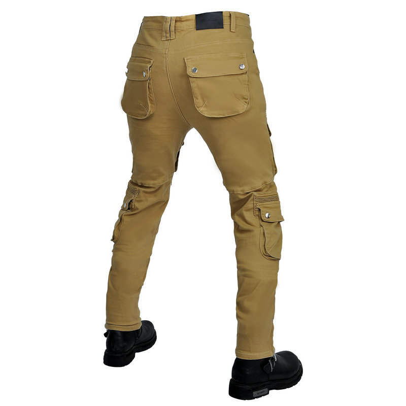 Loong biker motocicleta pantalones de montar de los hombres retro casual motocicleta overoles multi-bolsa ajustable anti-caída pantalones