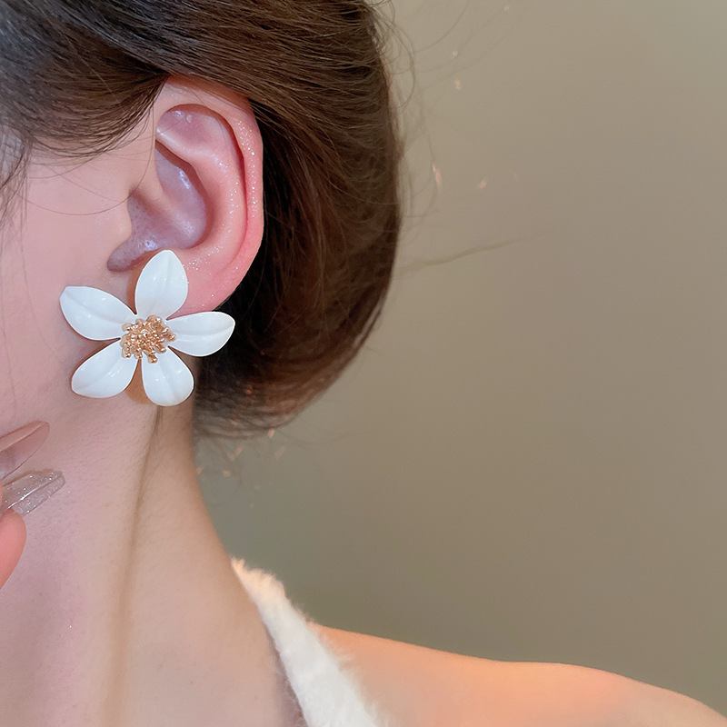 1 Par Dulce Flor Esmalte Aleación Hierro Pendientes display picture 23