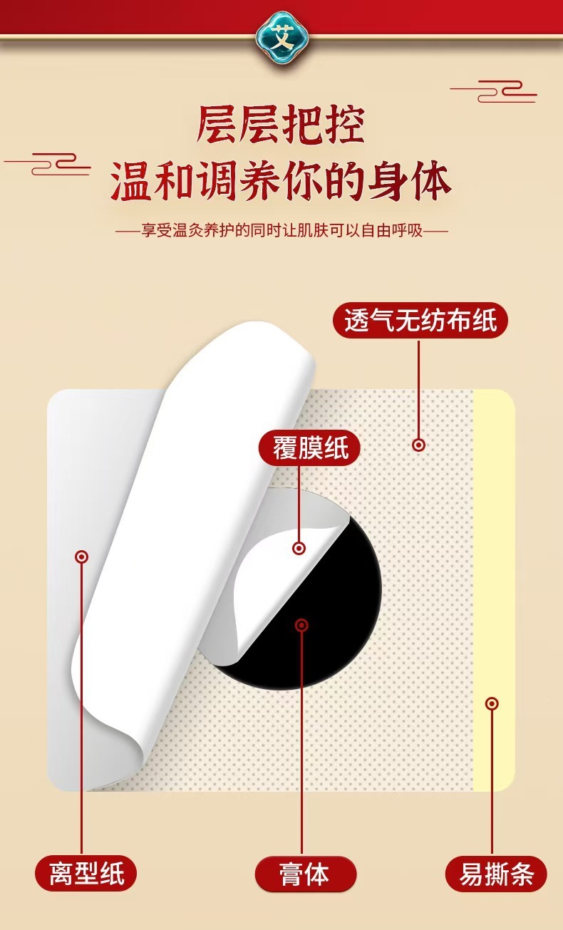 Moxa Sanfu Herbal Patch 30 Pcs Ai Cao Warm Acupoint Stickers for Summer External Use specifications