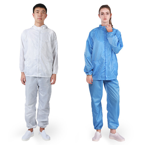 Men and Women's Dust-Free Hooded Food Factory Electronic Spray Stand Collar Work Uniforms, Class 1000 Anti-Static Cleanroom Garments