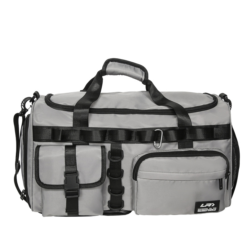 Bolsa de viaje corto de gran capacidad de moda masculina color contraste mochila deportiva bolsa de viaje mochila de separación seca y húmeda