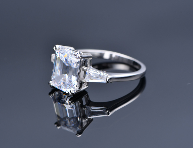 Fashion Simple Style Geometric Sterling Silver Inlay Artificial Gemstones Rings