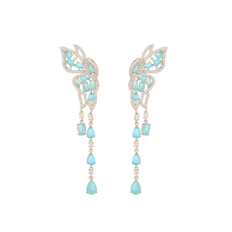 Серебряная игла, цирконы, вставка камня, длинные серьги для формирования лица, образец серебро 925