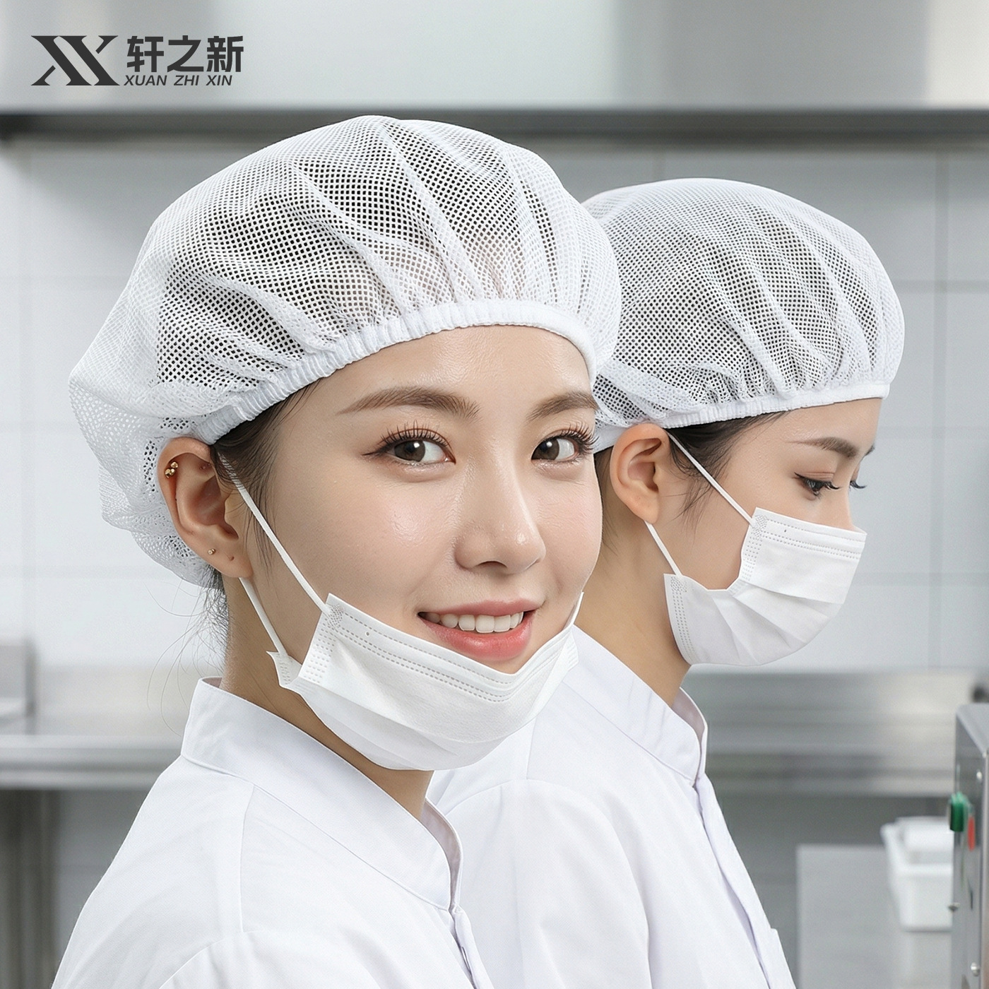 新工作帽子卫生网帽工厂头套食品车间防尘厨师房餐饮餐厅食堂