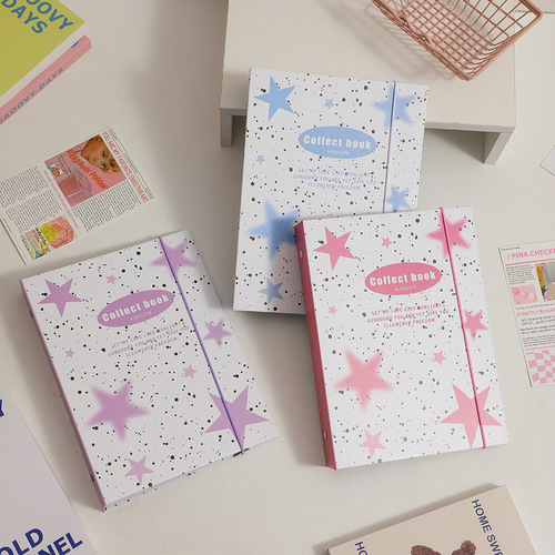 Korean star splash-ink loose-leaf photo album simple girly four-square album card storage album star chasing small card card album female