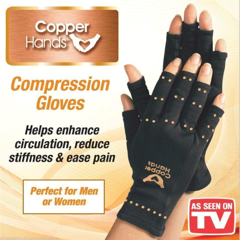 TV铜纤维运动保健半指手套Arthritis Gloves Copper防滑压力手套